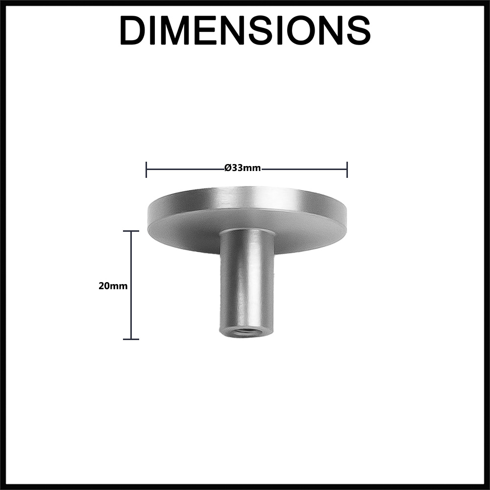 Manovella Olivia Round Profile Cabinet Knob- 33mm - White Dimensions